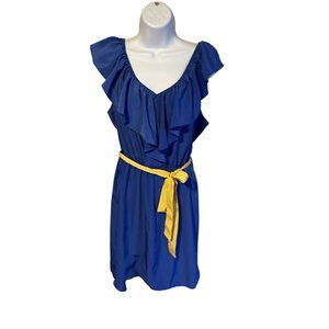 Innovation Femme blue and yellow super soft ruffle dress size L